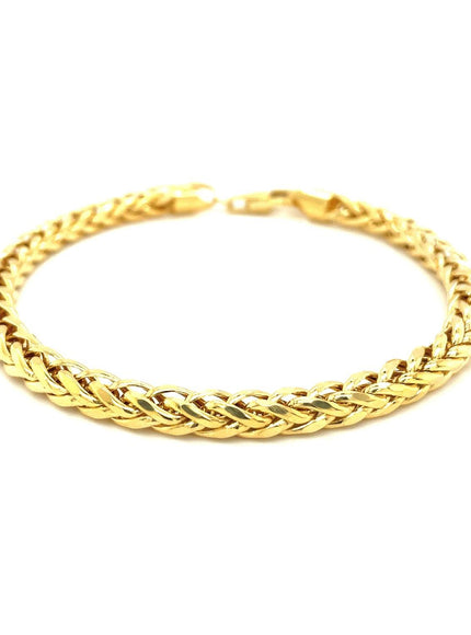 5.2mm 14k Yellow Gold Diamond Cut Round Franco Bracelet - Ellie Belle