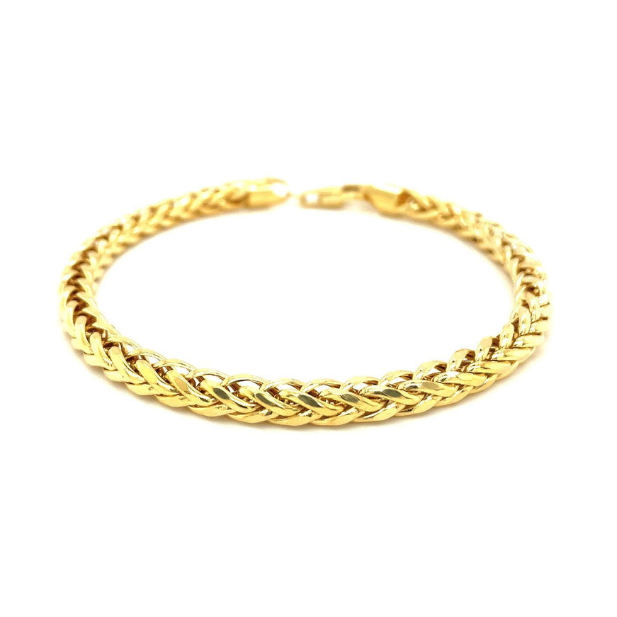 5.2mm 14k Yellow Gold Diamond Cut Round Franco Bracelet - Ellie Belle