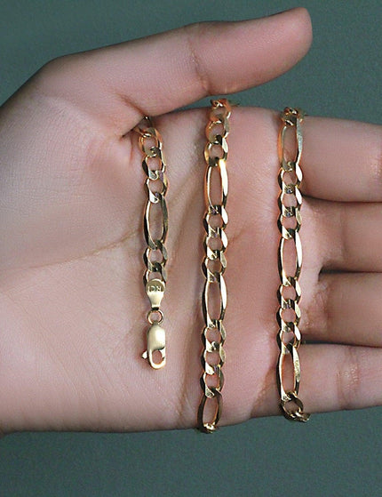 5.3mm 10K Yellow Gold Solid Figaro Chain - Ellie Belle