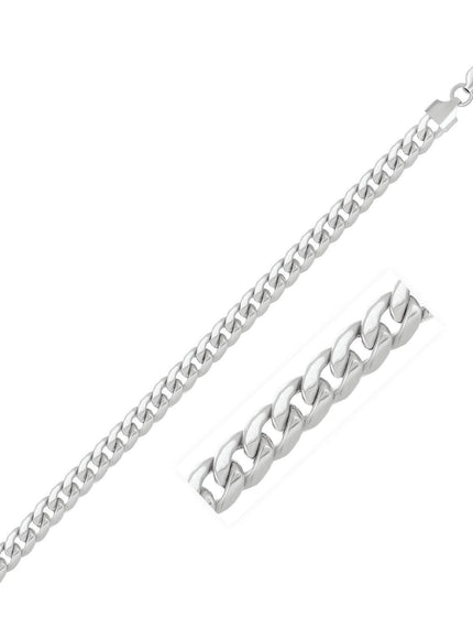 5.5mm 14k White Gold Miami Cuban Semi Solid Bracelet - Ellie Belle