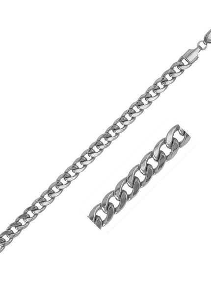 5.5mm 14k White Gold Miami Cuban Semi Solid Chain - Ellie Belle