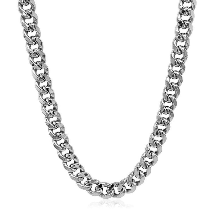 5.5mm 14k White Gold Miami Cuban Semi Solid Chain - Ellie Belle