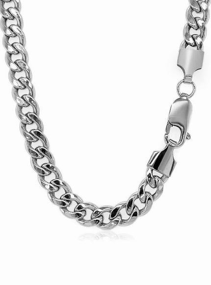 5.5mm 14k White Gold Miami Cuban Semi Solid Chain - Ellie Belle