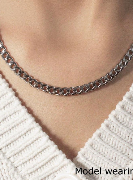 5.5mm 14k White Gold Miami Cuban Semi Solid Chain - Ellie Belle