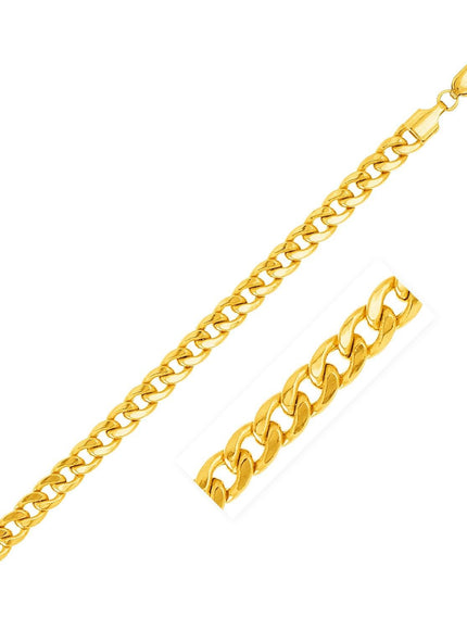 5.5mm 14k Yellow Gold Miami Cuban Semi Solid Bracelet - Ellie Belle