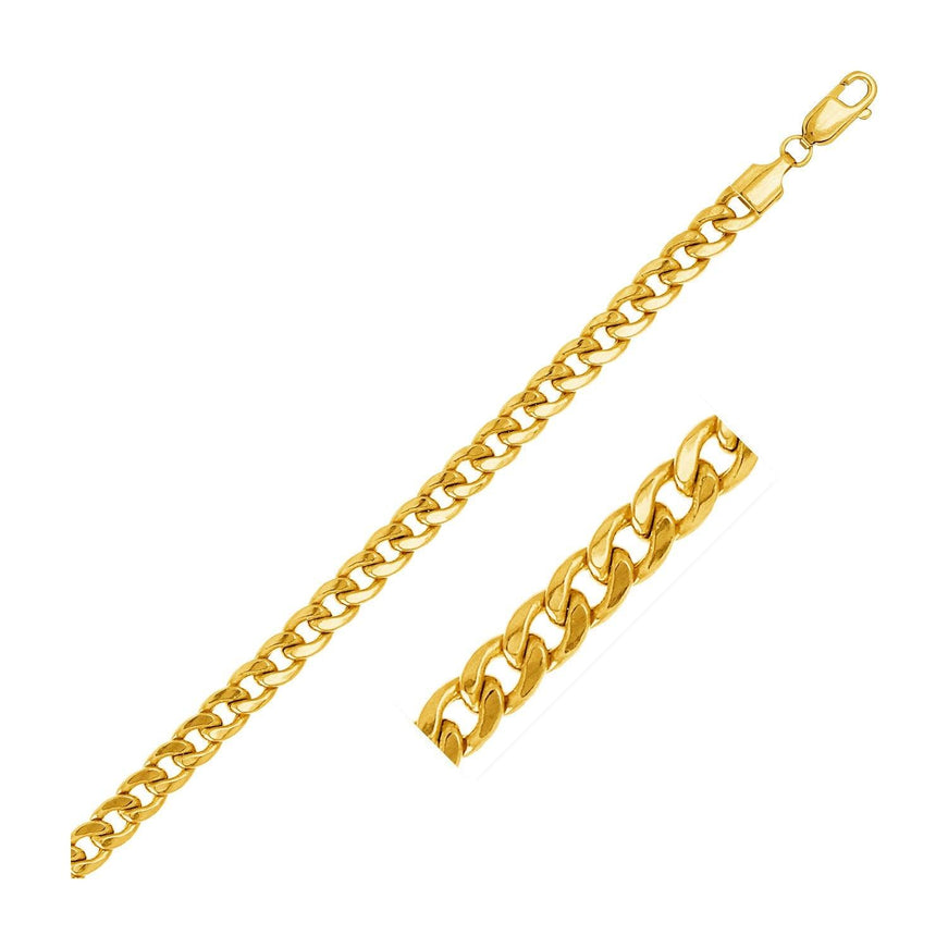 5.5mm 14k Yellow Gold Miami Cuban Semi Solid Chain - Ellie Belle