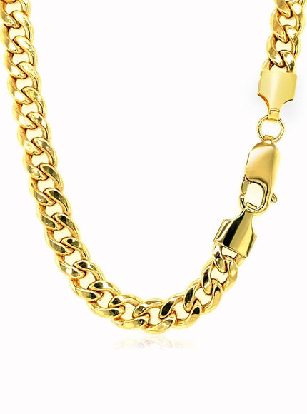 5.5mm 14k Yellow Gold Miami Cuban Semi Solid Chain - Ellie Belle