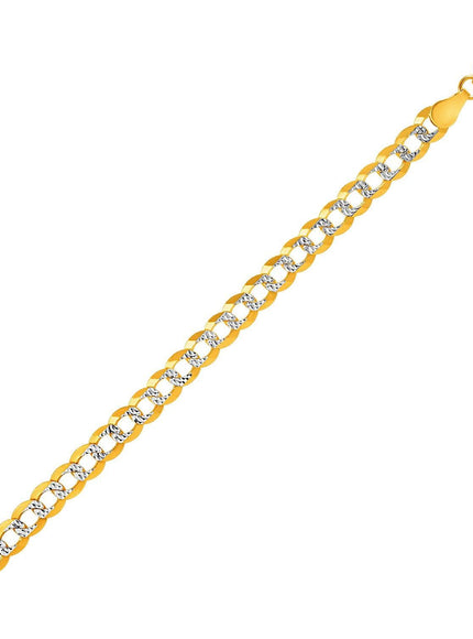 5.7mm 14k Two Tone Gold Pave Curb Bracelet - Ellie Belle