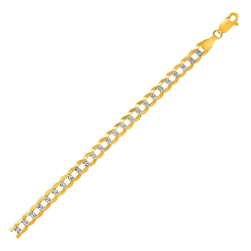 5.7mm 14k Two Tone Gold Pave Curb Bracelet - Ellie Belle