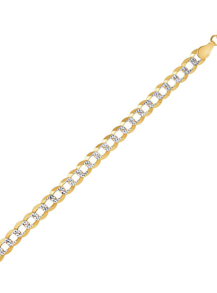 5.7mm 14k Two Tone Gold Pave Curb Chain - Ellie Belle