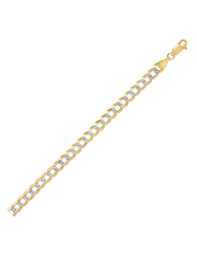 5.7mm 14k Two Tone Gold Pave Curb Chain - Ellie Belle