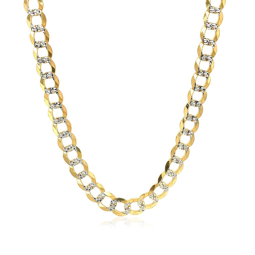 5.7mm 14k Two Tone Gold Pave Curb Chain - Ellie Belle