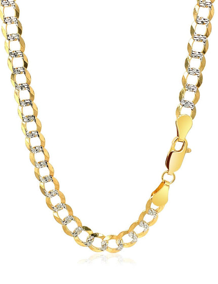 5.7mm 14k Two Tone Gold Pave Curb Chain - Ellie Belle