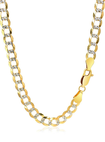 5.7mm 14k Two Tone Gold Pave Curb Chain - Ellie Belle