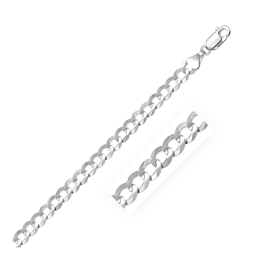 5.7mm 14k White Gold Solid Curb Bracelet - Ellie Belle