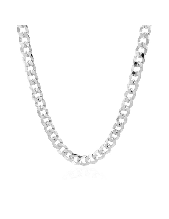 5.7mm 14k White Gold Solid Curb Chain - Ellie Belle