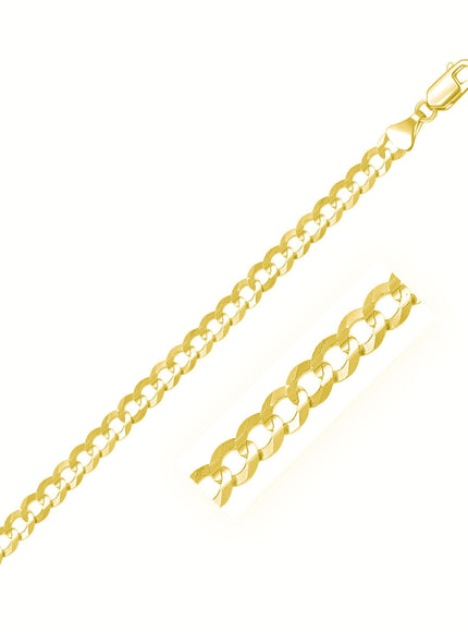 5.7mm 14k Yellow Gold Solid Curb Chain - Ellie Belle