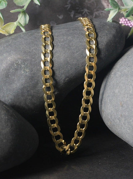 5.7mm 14k Yellow Gold Solid Curb Chain - Ellie Belle