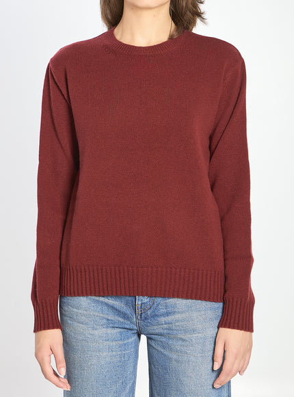 Max Mara Crew Neck Sweater In Cashmere Bordeaux