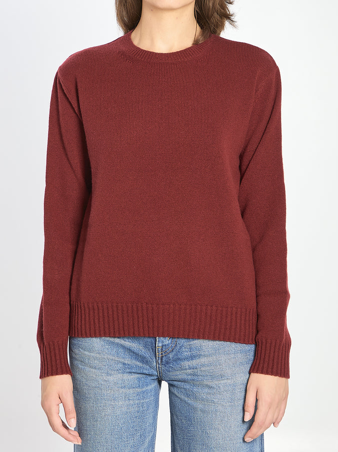 Max Mara Crew Neck Sweater In Cashmere Bordeaux