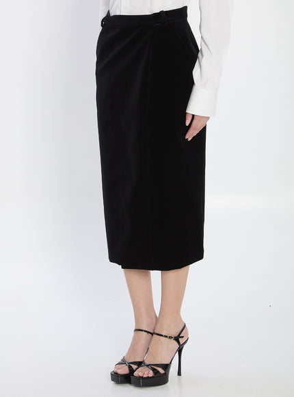 Saint Laurent Wrap Skirt In Velvet