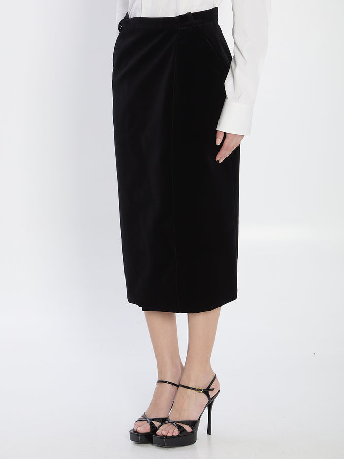 Saint Laurent Wrap Skirt In Velvet