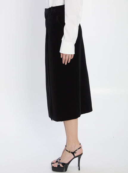 Saint Laurent Wrap Skirt In Velvet