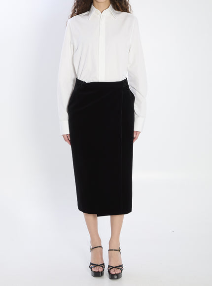 Saint Laurent Wrap Skirt In Velvet