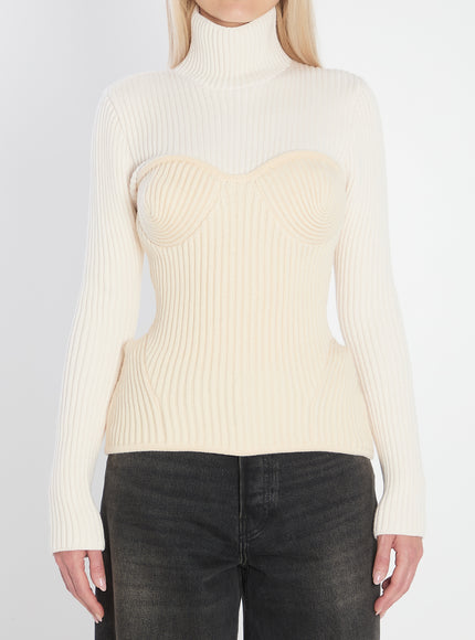 Jean Paul Gaultier Ribbed Knit Pullover White
