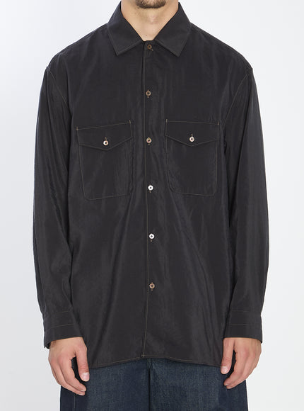 Lemaire Convertible Collar Shirt Black