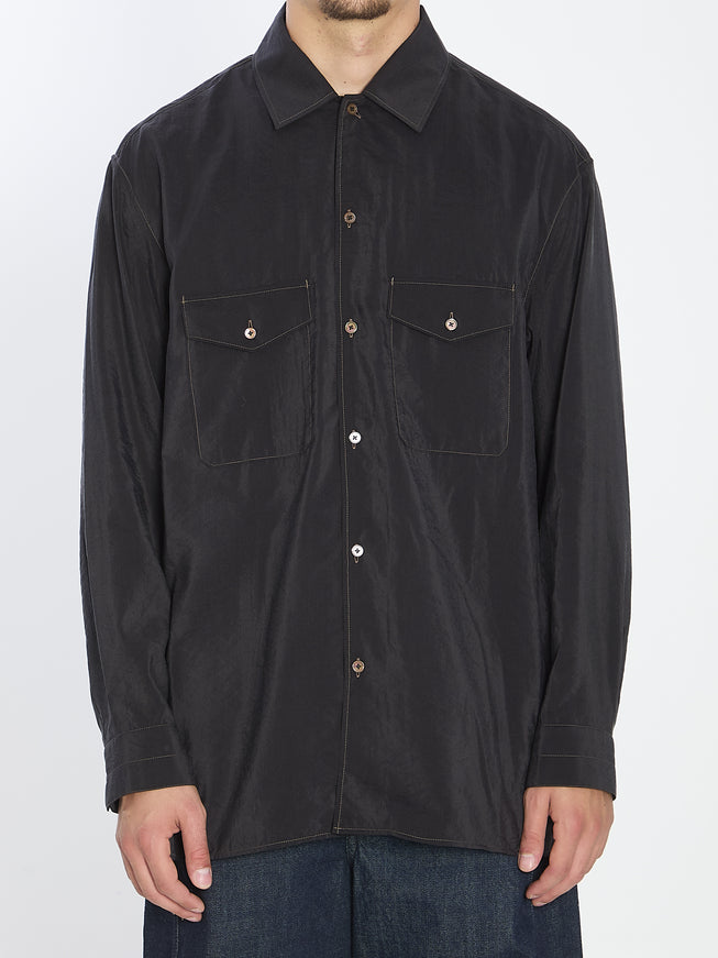 Lemaire Convertible Collar Shirt Black