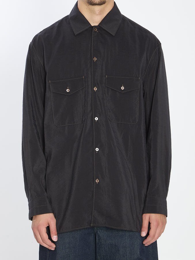 Lemaire Convertible Collar Shirt Black