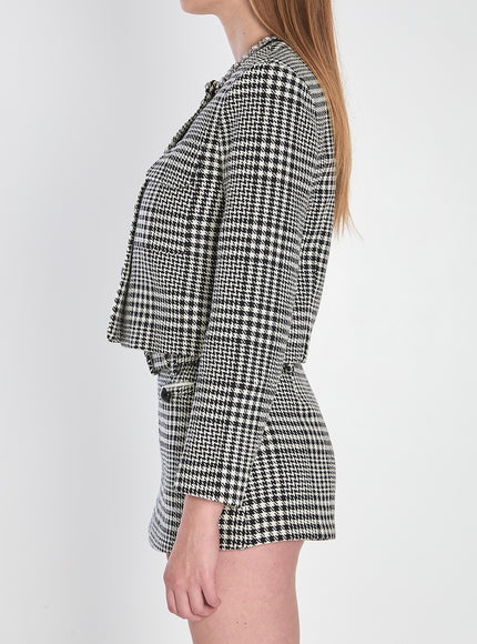 Self Portrait Houndstooth Cropped Jacket