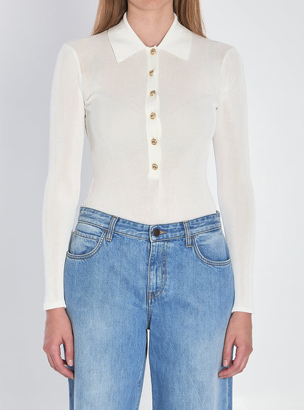 Self Portrait Knit Bodysuit White