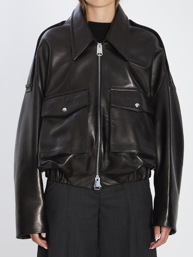 Khaite Bomber Owey In Leather XS Black