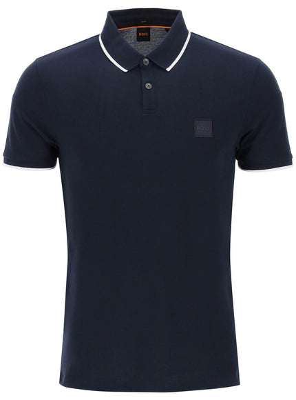 Boss slim fit piqué polo shirt with tipped