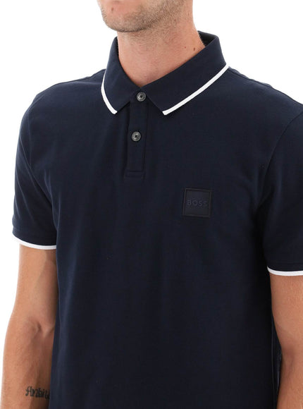 Boss slim fit piqué polo shirt with tipped