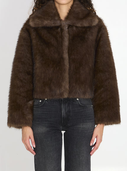 Valentini Faux Fur Jacket Brown