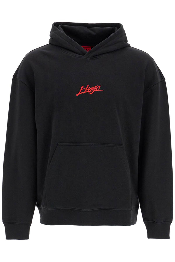 Hugo Cotton-terry Relaxed-fit Hoodie with Logo Prints