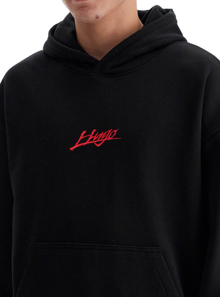 Hugo Cotton-terry Relaxed-fit Hoodie with Logo Prints