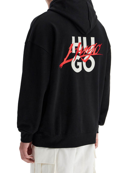 Hugo Cotton-terry Relaxed-fit Hoodie with Logo Prints