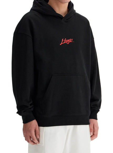 Hugo Cotton-terry Relaxed-fit Hoodie with Logo Prints