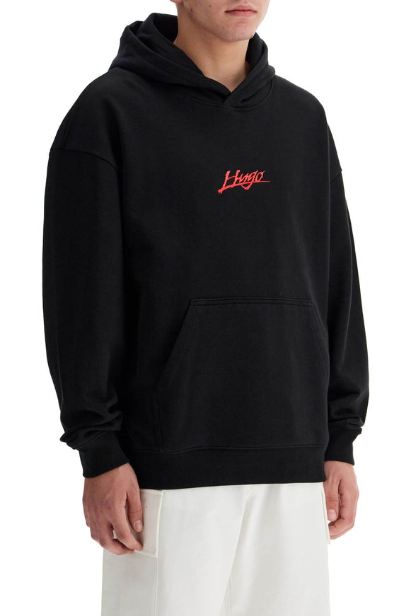 Hugo Cotton-terry Relaxed-fit Hoodie with Logo Prints