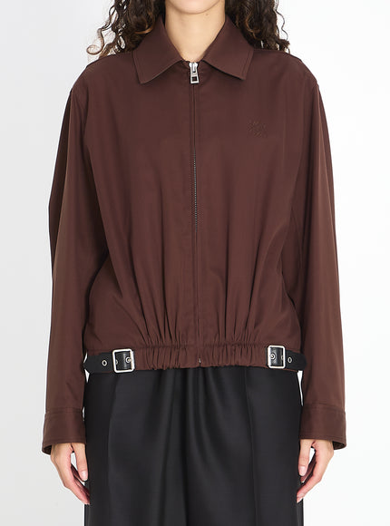Loewe Belted Jacket In Cotton And Silk Brown