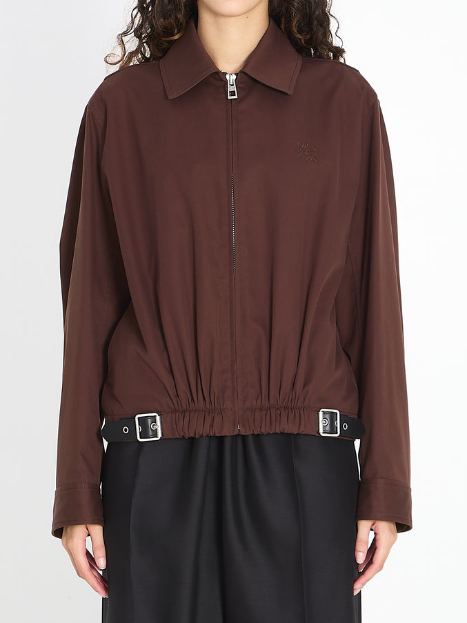 Loewe Belted Jacket In Cotton And Silk Brown