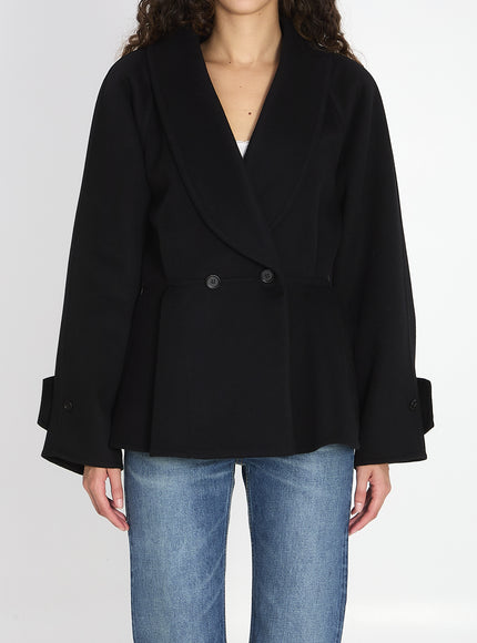Chloe Short Coat With Ruffles Black