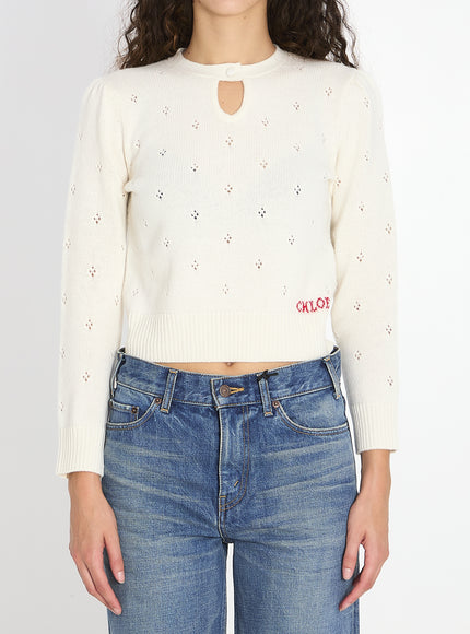 Chloe Wool And Cashmere Sweater White