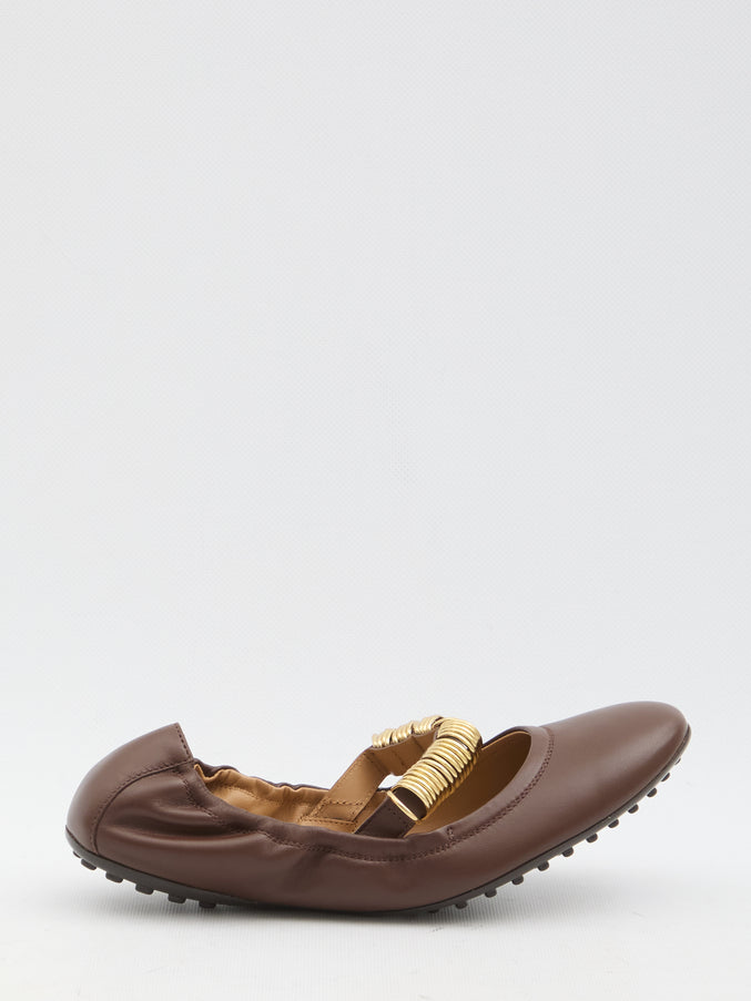 Tod's Ballet Flats Wit Eyelets Brown