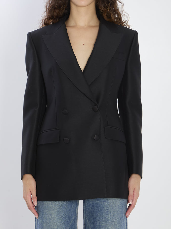 Dolce & Gabbana Double-breasted Jacket In Faille Black