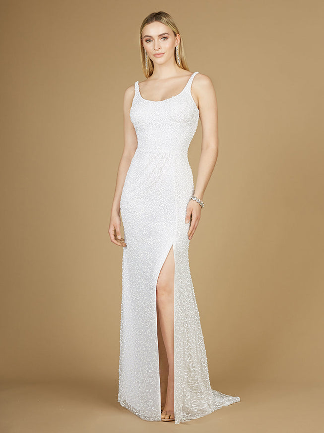 Lara Bridal Beaded Gown with Slit Ivory
